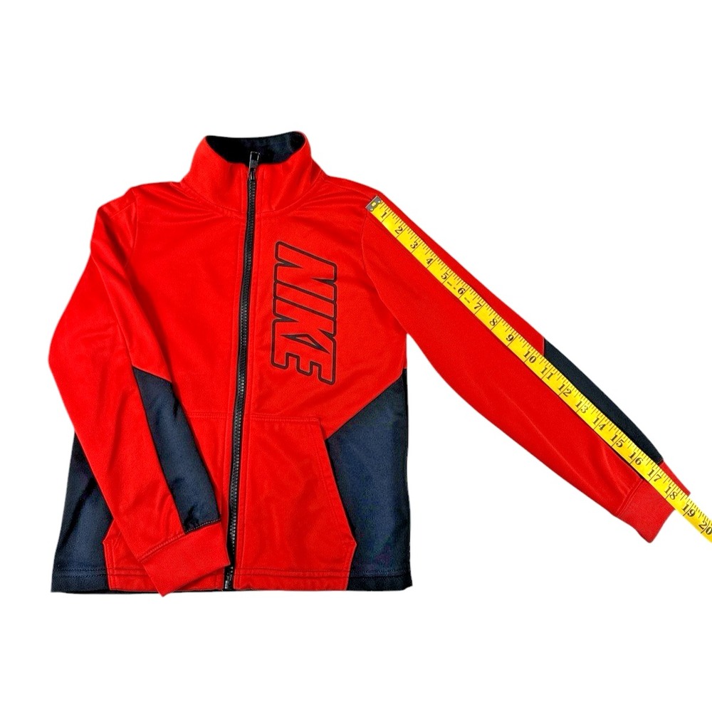 Nike Boy's Track Jacket with Iconic Logo - Red/Black, Full-Zip, Size 7/L - Picture 7 of 12